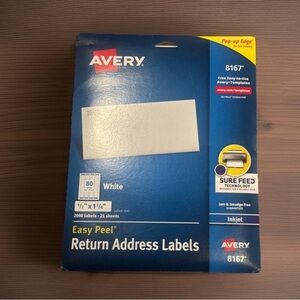 Avery Easy Peel White Labels 23 sheets 1,840 labels